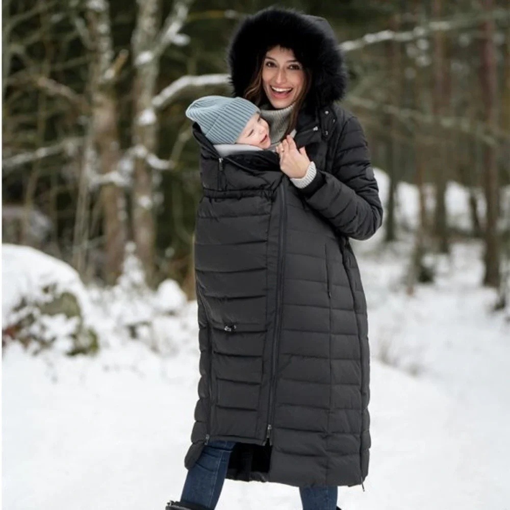 NWT Seraphine 3-in-1 Maternity Babywearing Belted Puffer Coat Black Large
